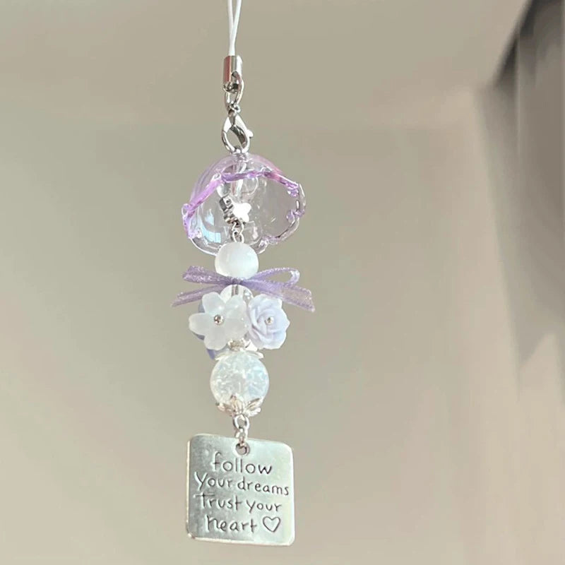 porte clés décoration papillon ailes cœur transparents blanc rose romantique