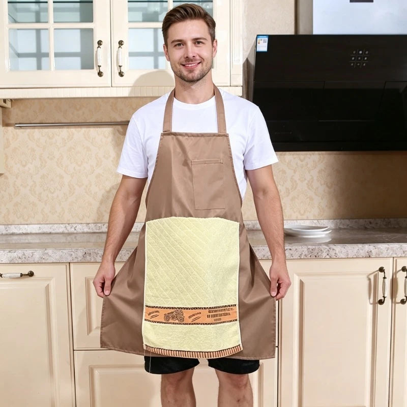 tablier cuisine marron clair poche surprise bordure décorative élastiques classique humoristique