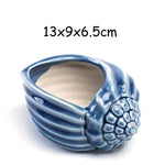 petit cache pot ceramique bleu motif poisson marin decoratif plante succulente maison