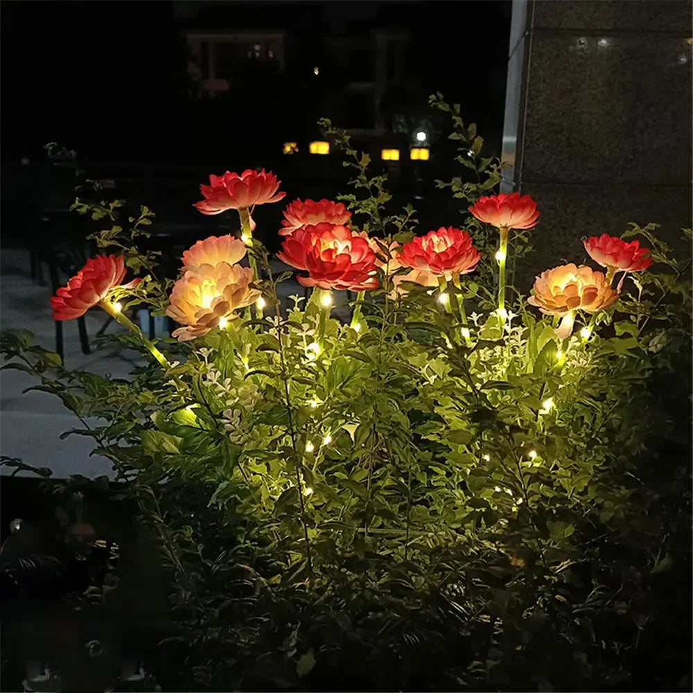 bouquet artificiel lumineux fleurs feuilles vertes moderne rouge orange rose blancextérieur patio jardinDecoration