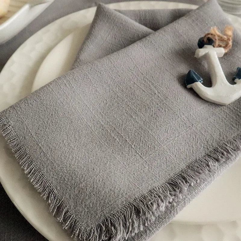 serviettes carrées tissu lin texturé rose lilas gris beige blanc ciel vert bordeaux rustic
