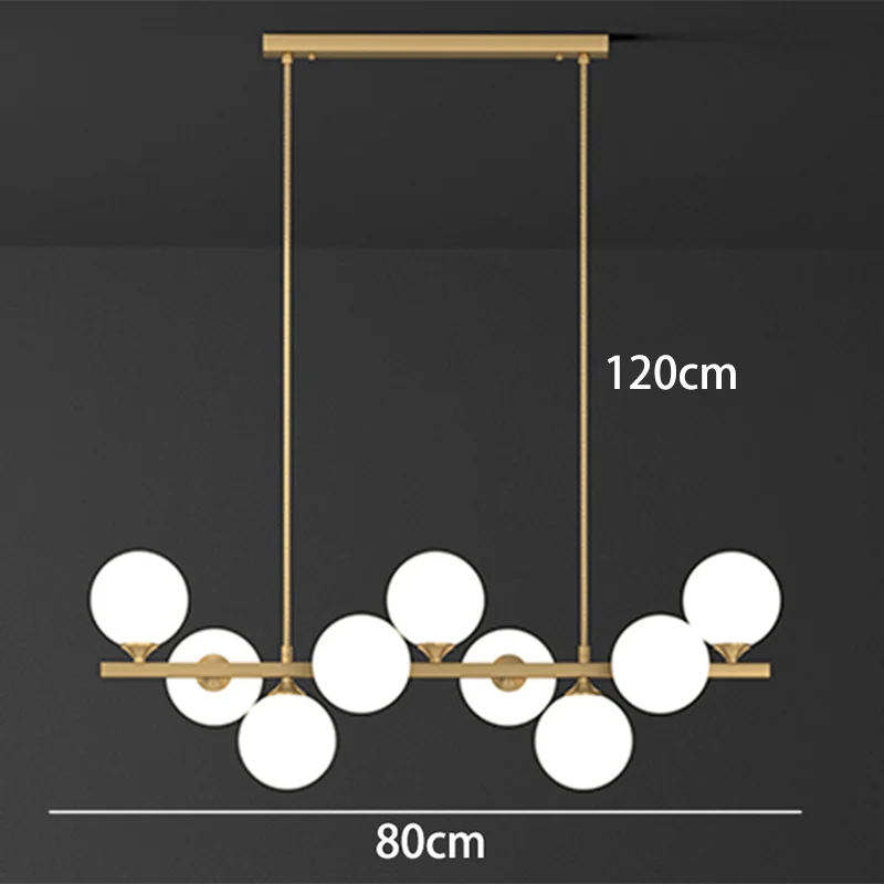 lustre suspension moderne blanc or boules sphériques éclairage salon salle manger