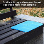 coussin camping bleu plié imperméable mousse pe pvc plissé extérieur pique nique randonnée