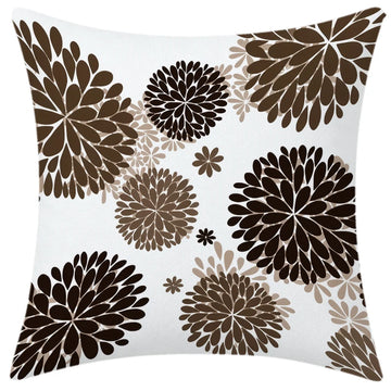 housse coussin décorative marron blanc motif floral géométrique moderne salon canapé chambre maison