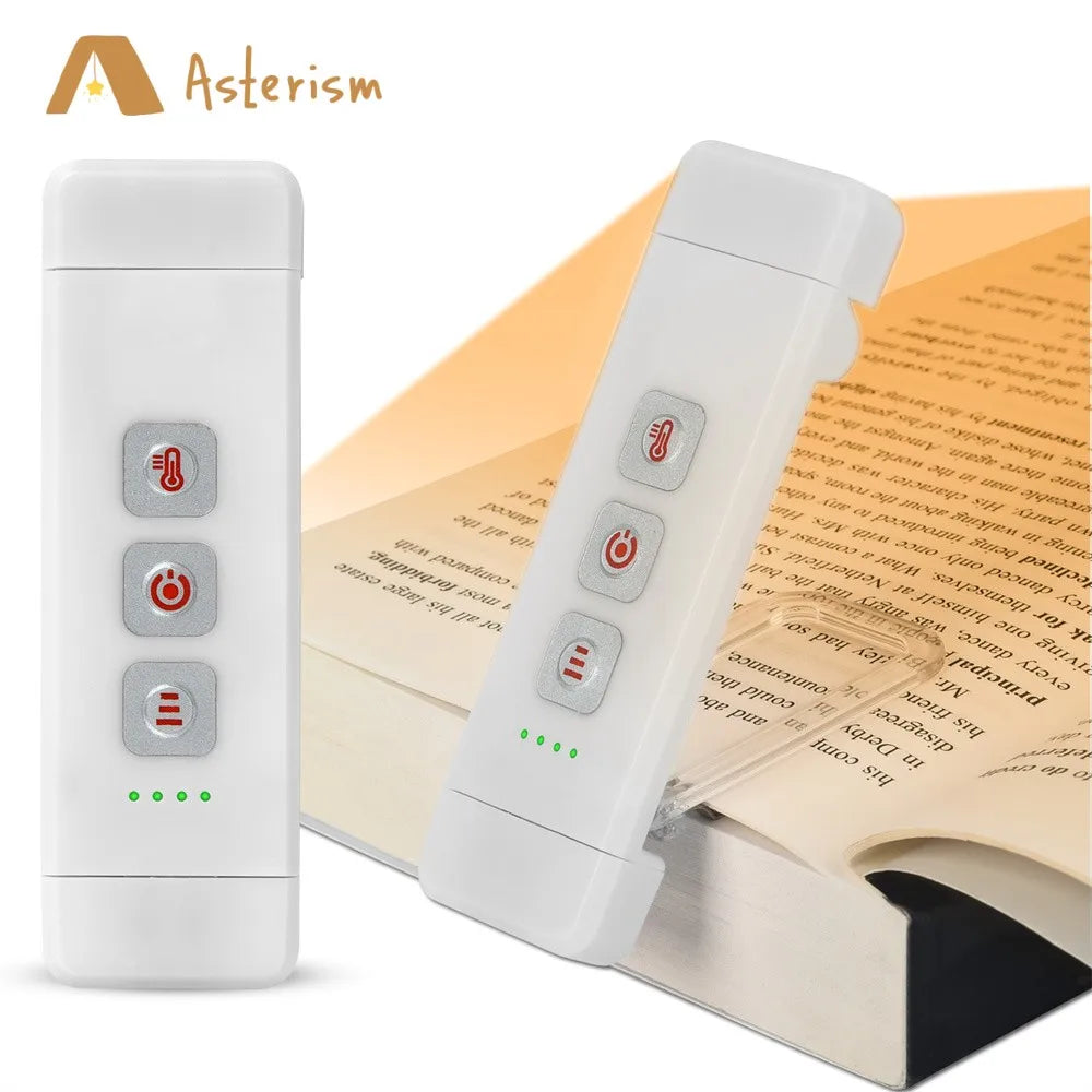 lampe lecture rechargeable usb blanc moderne boutons contrôle clips livres