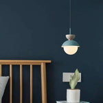 suspension lumineuse moderne pendentif câble bleu rose gris sphérique mat