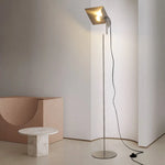 lampe sol moderne acier inoxydable blanc led haute qualité éclairage intérieur contemporain interrupteur bouton