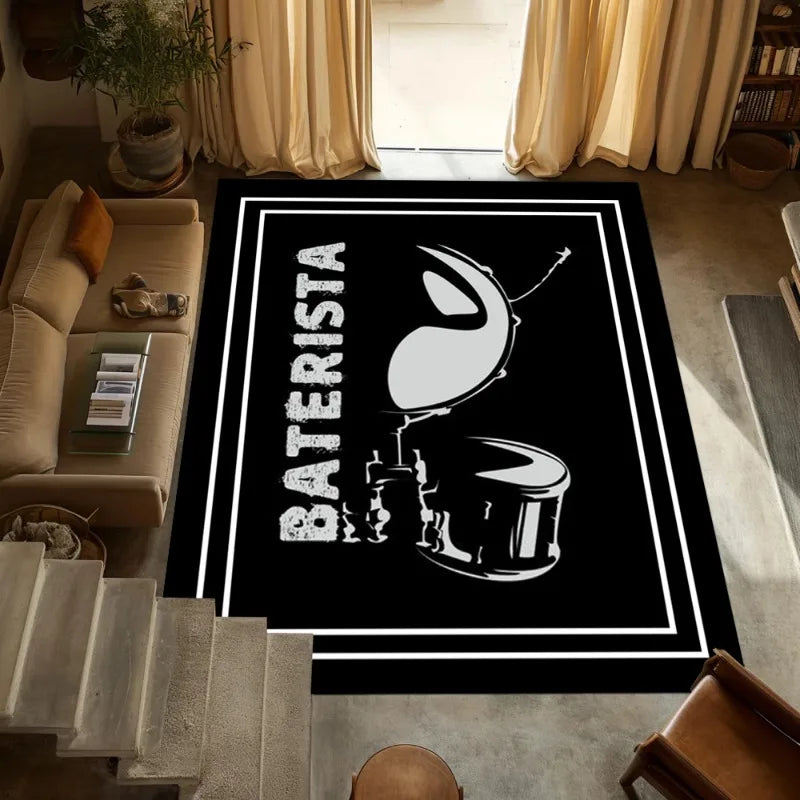 tapis moderne noir blanc batterie motifs floraux anti dérapant mousse respirante salon chambre prièreextérieur
