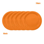 assiettes papier orange serviettes gobelets nappe table moderne événement anniversaire mariage baptême