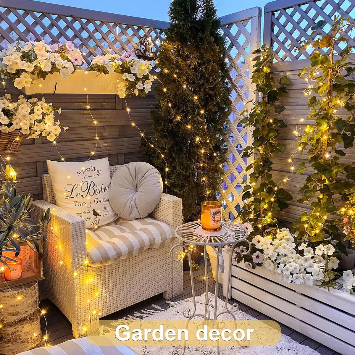 guirlande lumineuse led solaire 400 points blanc doré moderne 300cm jardin festive
