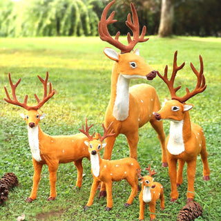 décoration noël renne peluche marron doré blanc points fourrure festive cornes boules guirlandes