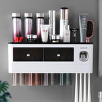 porte brosses dents distributeur dentifrice adhésif moderne blanc noir violet translucent