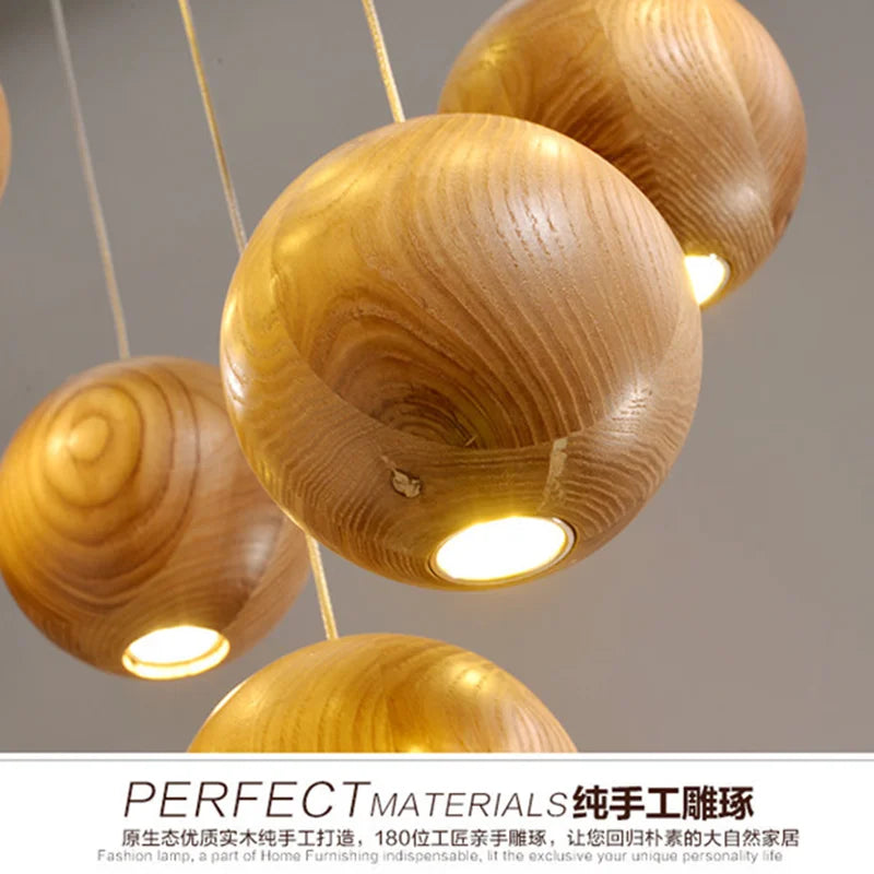 luminaire suspension bois massif moderne éclairage intérieur salon cuisine restaurant naturel