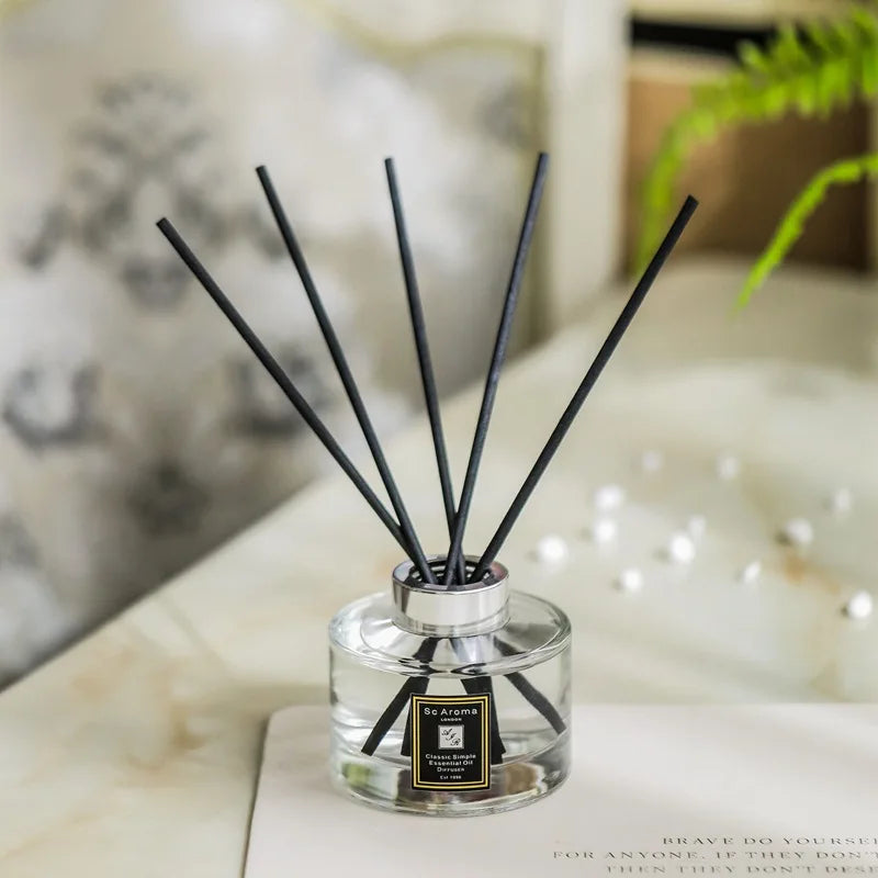 diffuseur d'odeur moderne noir transparent bâtonnets parfumés aromathérapie intérieur 120ml basilic citron vert chambre
