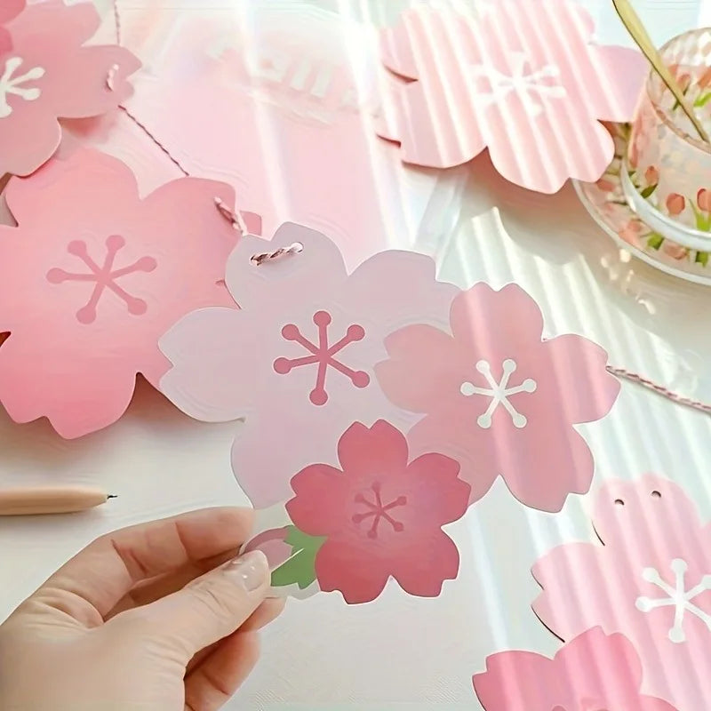 guirlande fleurs cerisier papier rose blanc mariage anniversaire valentin décoration festive japonaise