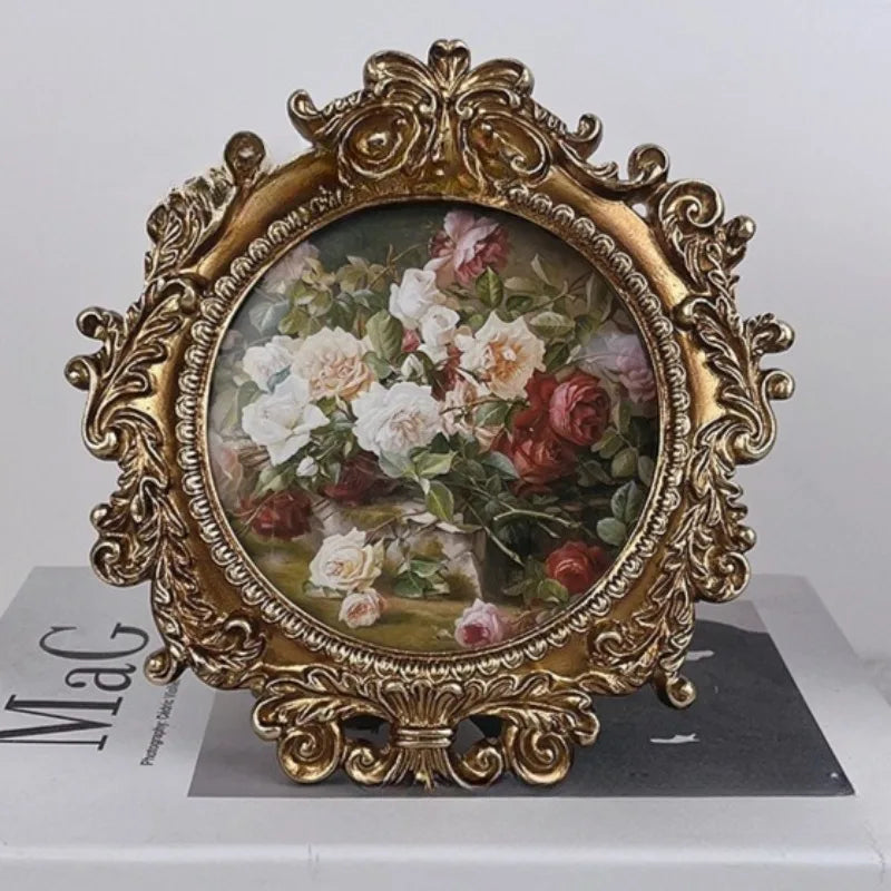 Cadre photo or vintage floral baroque décoration murale chambre erotique gravure