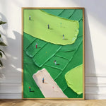 tableau abstrait moderne vert blanc impasto décoration salon peinture l'huile cadre boisintérieur