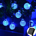 guirlande lumineuse solaire cristal blanc doré décor jardin extérieur fête noël led