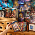 autocollants décoration cartes postales motifs féeriques paysages personnages scrapbooking bricolage opaques