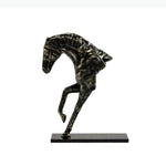 statuette cheval blanc bronze moderne décorative posée socle carré noir animal compagnie