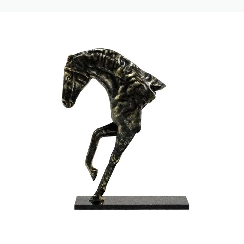 statuette cheval blanc bronze moderne décorative posée socle carré noir animal compagnie