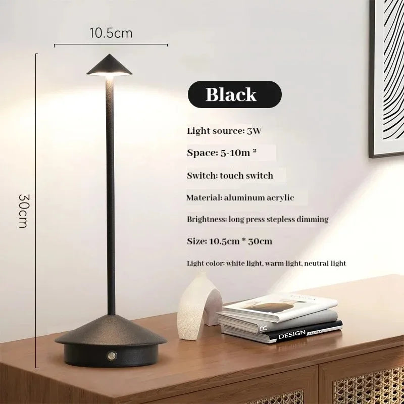 lampe table rechargeable usb blanc noir doré marron moderne minimaliste tactile ajustement luminosité