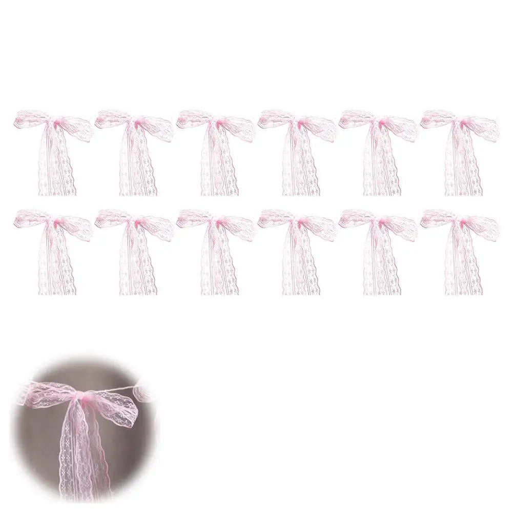 décoration festive guirlande nœuds rose tissu texturé semi transparent mariage anniversaire enfant baby shower