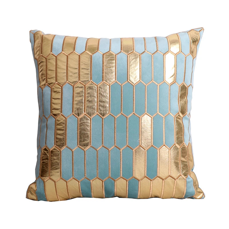housse coussin velours géométrique doré moderne 30x50cm 45x45cm