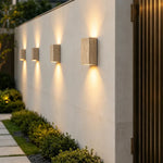 applique murale moderne minimaliste pierre travertin beige clair éclairage led intérieur extérieur hydrofuge