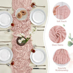 chemin table gaze coton rose pâle décoration mariage table boho rustique