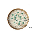 assiette plate décorative rotin tressé motif fleurs boho rustique couleur naturelle