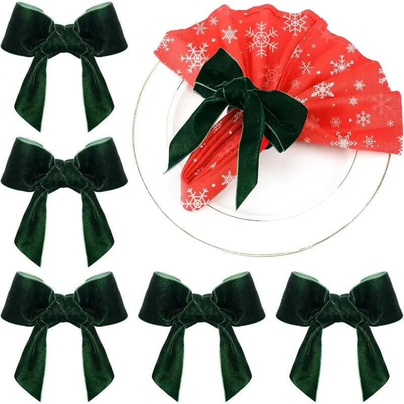 noeud serviette velours rouge vert adhésif festif élégant table décoration dîner vacances festive