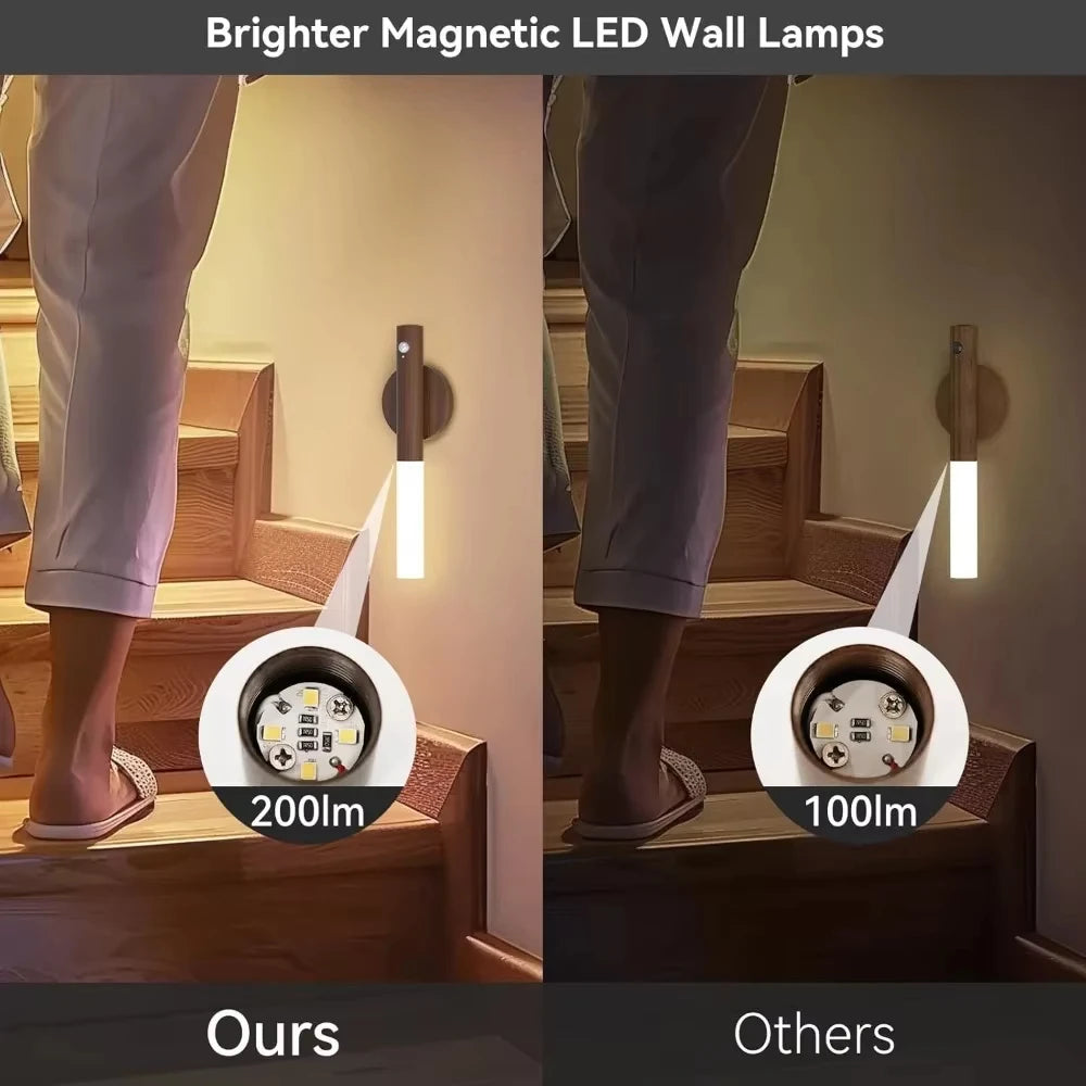 lampe murale led rechargeable aimantée texture bois finition mate moderne minimaliste