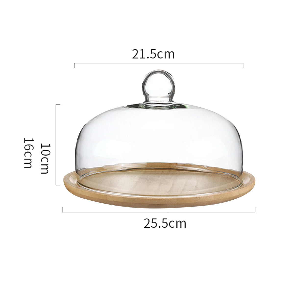 cloche verre couvercle service plateau d'exposition transparente base bois lisse moderne minimaliste