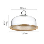 cloche verre couvercle service plateau d'exposition transparente base bois lisse moderne minimaliste
