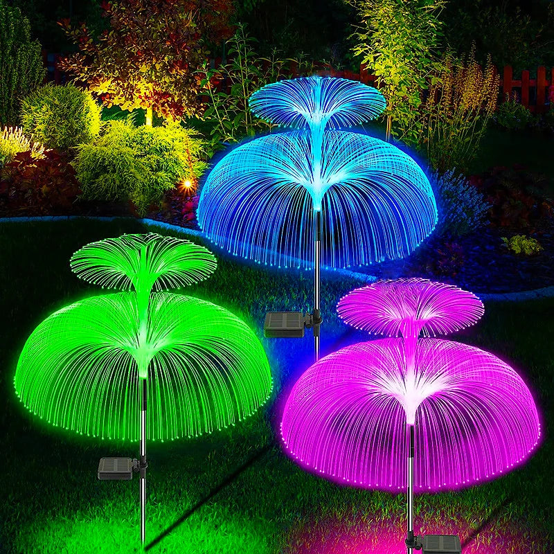lumière solaire led moderne bleu vert violet blanc jardin feuilles floral piquet fixe