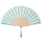 éventail classique dentelle blanc vert rouge tassels opacité portable