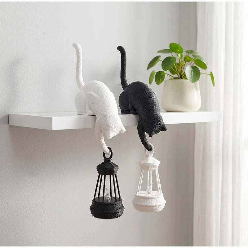 lampe suspendue chat moderne plastique noir blanche texture mat bougie