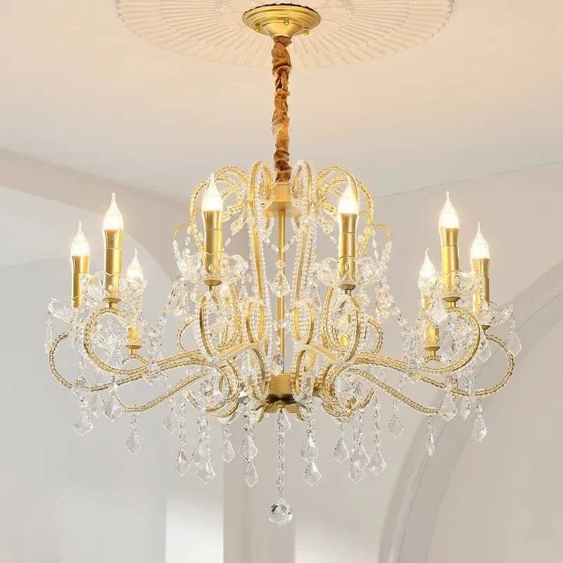 lustre doré cristal pendants élégant classique baroque suspension chambre salon
