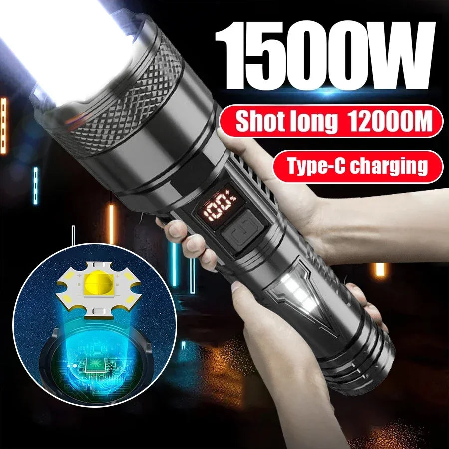 lampe torche led rechargeable moderne compacte texturée noir 172mm 77g haut moyen bas