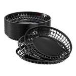 paniers ovales plastique rouge noir grille service alimentaire party trays restaurants
