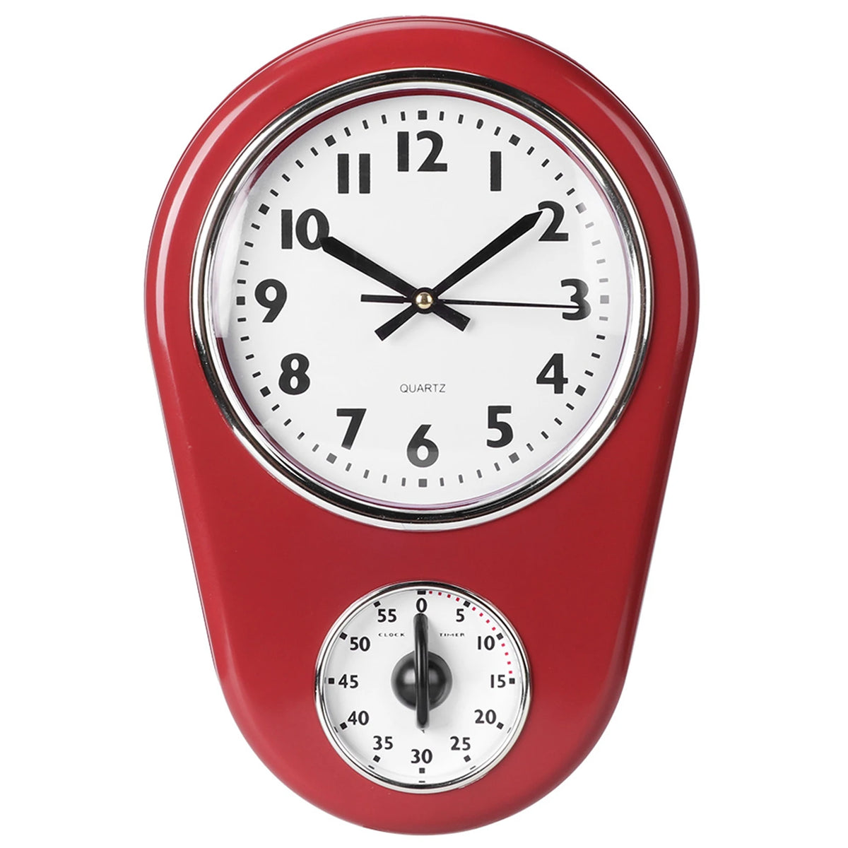 horloge murale classique rouge aiguilles cadran minuterie chiffres clairs rétro élégante intérieur vintage fonctionnelle