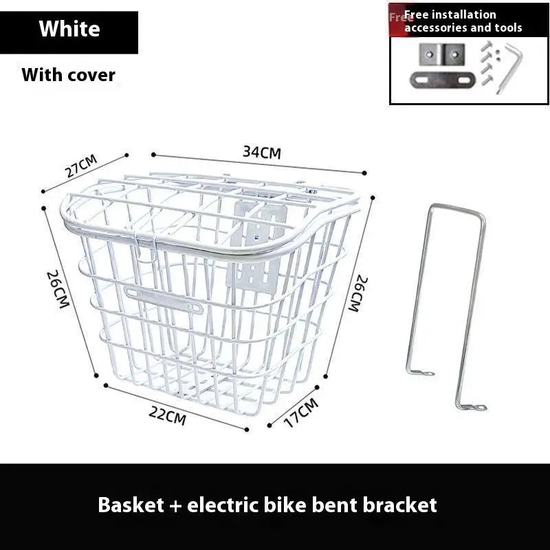 panier vélo noir blanc gris maille métallique moderne clips fixation poignée extra large