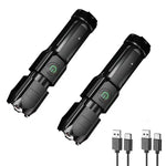 lampe torche led rechargeable usb zoom camping pêche extérieur étanche noire moderne