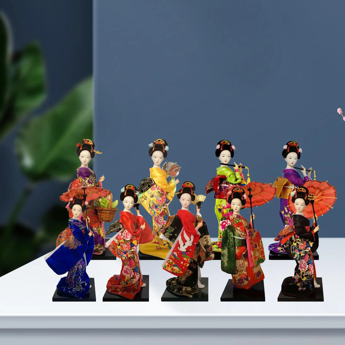 poupées geisha japonaises traditionnelles figurines ethniques résine décoratives accessoires traditionnels or broderies floraux