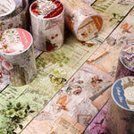ruban décoratif vintage multicolore fleurs papillons lettres illustré 50mm longueur 2mètres