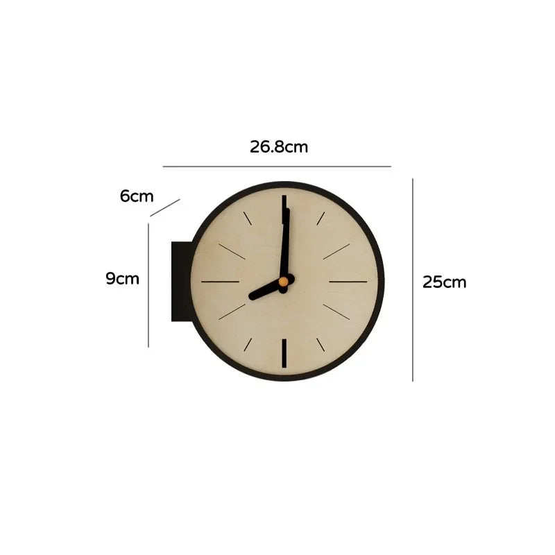 horloge murale double face noir blanc aiguille digitale minimaliste salon decoration