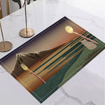 tapis table lin moderne motifs artistiques beige bleu orange noir jaune respectueux environnement 30x40cm