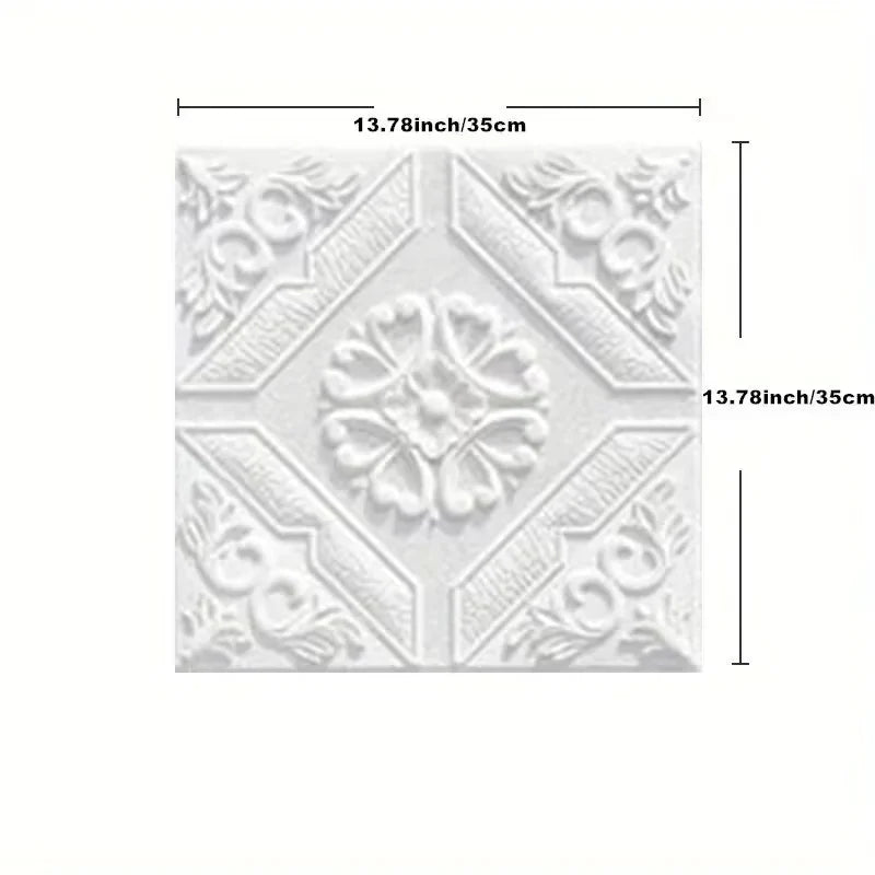 plaques decoratives murales ornements floraux classiques autocollantes resistantes humidite 35cmx35cm blanc rose bleu jaune
