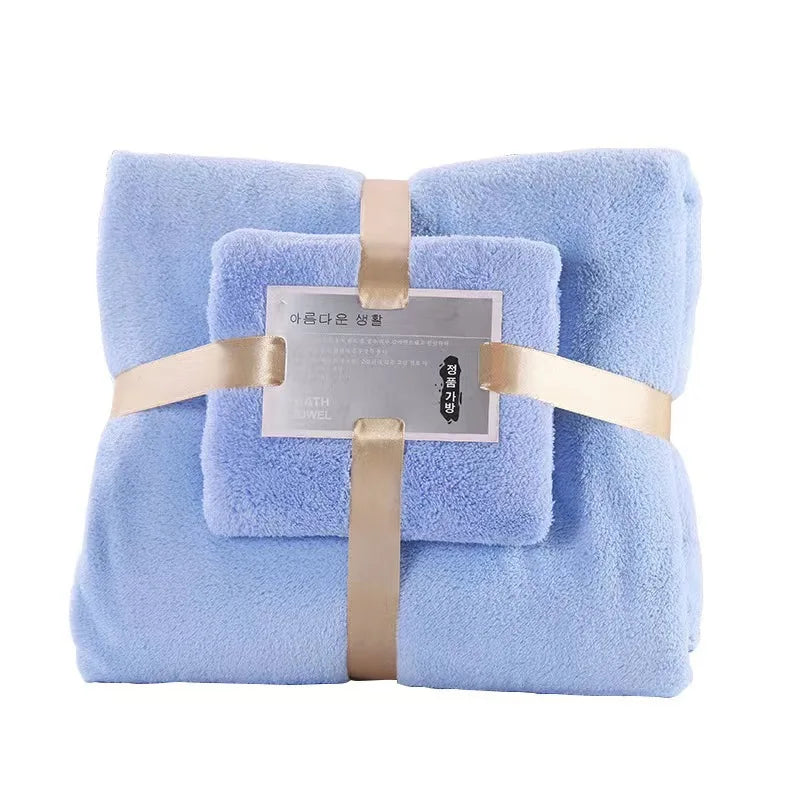 serviette bain douce pelucheuse rose bleu clair moderne 100 polyester lavable rapide absorption 70x140cm